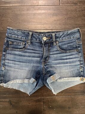 American Eagle Outfitters Distressed Blue Denim Cutoff Shorts